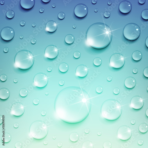 Water Drops on a Blue Background
