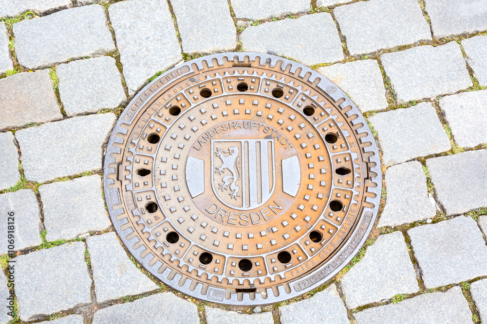 Dresden Coat, manhole covers, Saxony Germany