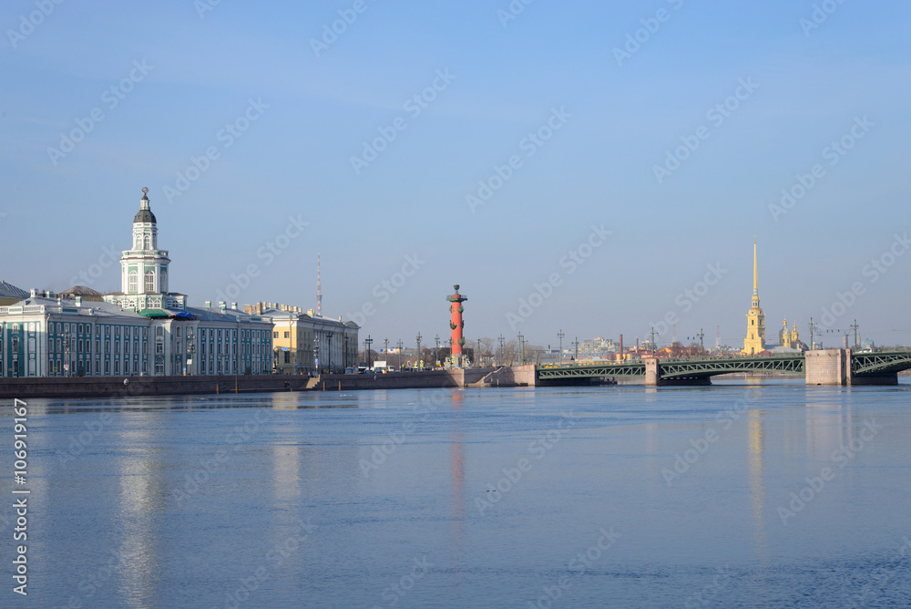 Palace Bridge and Neva River.