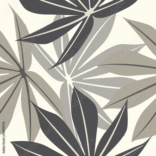 Elegant endless  pattern with tropical leaves
