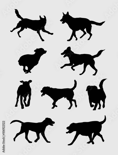 Dog Running Silhouettes  art vector design