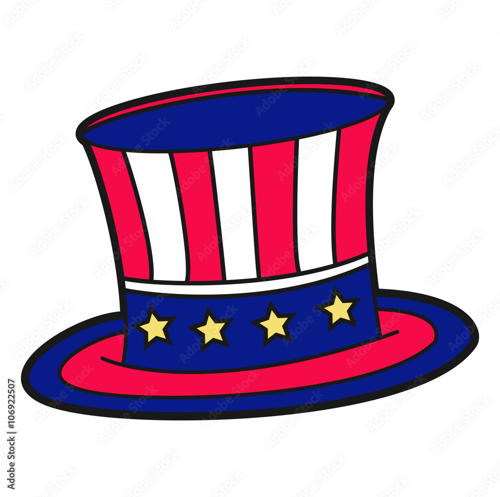 American hat vector isolated on white, cappello americano isolato su sfondo  bianco Stock Vector | Adobe Stock