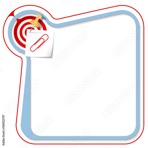 Blue frame for your text with the tack, target and paper clip