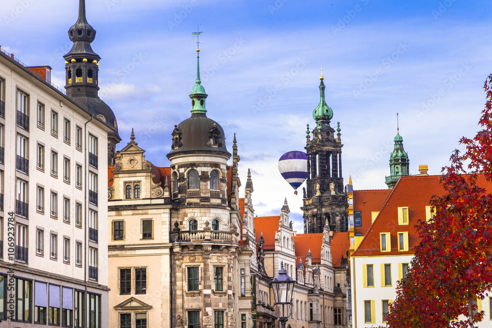 streets of beautiful baroque Dresden , Germany streets of beautiful baroque Dresden , Germany