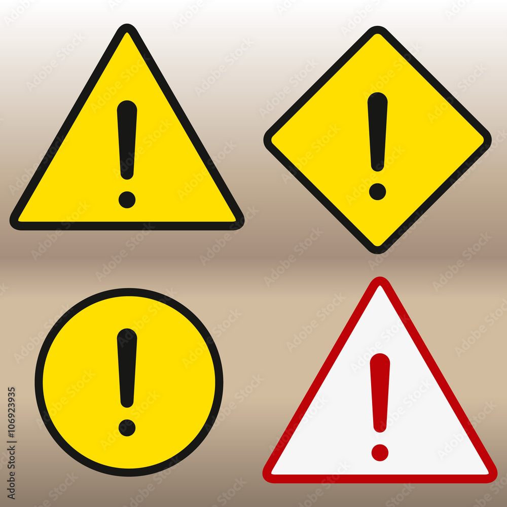 Warning sign icon, isolated, vector illustration. Warning sign icon, isolated, vector illustration.