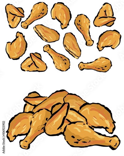 Assortment of fried chicken spot illustrations