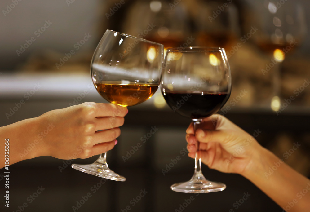 Glasses of wine on a cheerful holiday