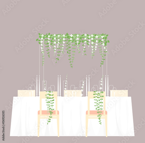 Wedding table decoration. Vector illustration.
