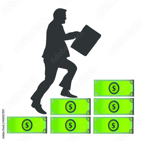 businessman walking on the dollar stair vector