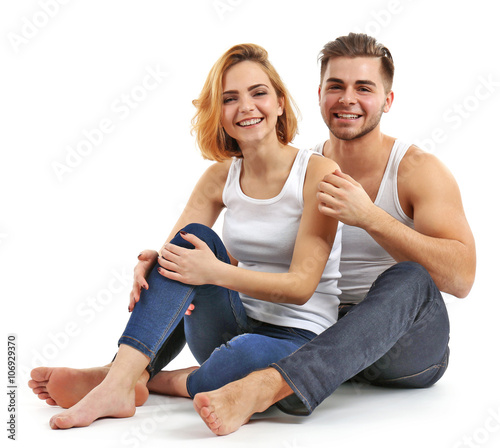 Young couple in love embrac...