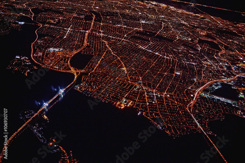 Aerial view of Miami at night, Florida, USA