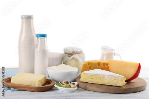 Fresh dairy on table