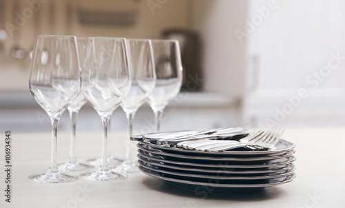 Prepared clean dishes for d...