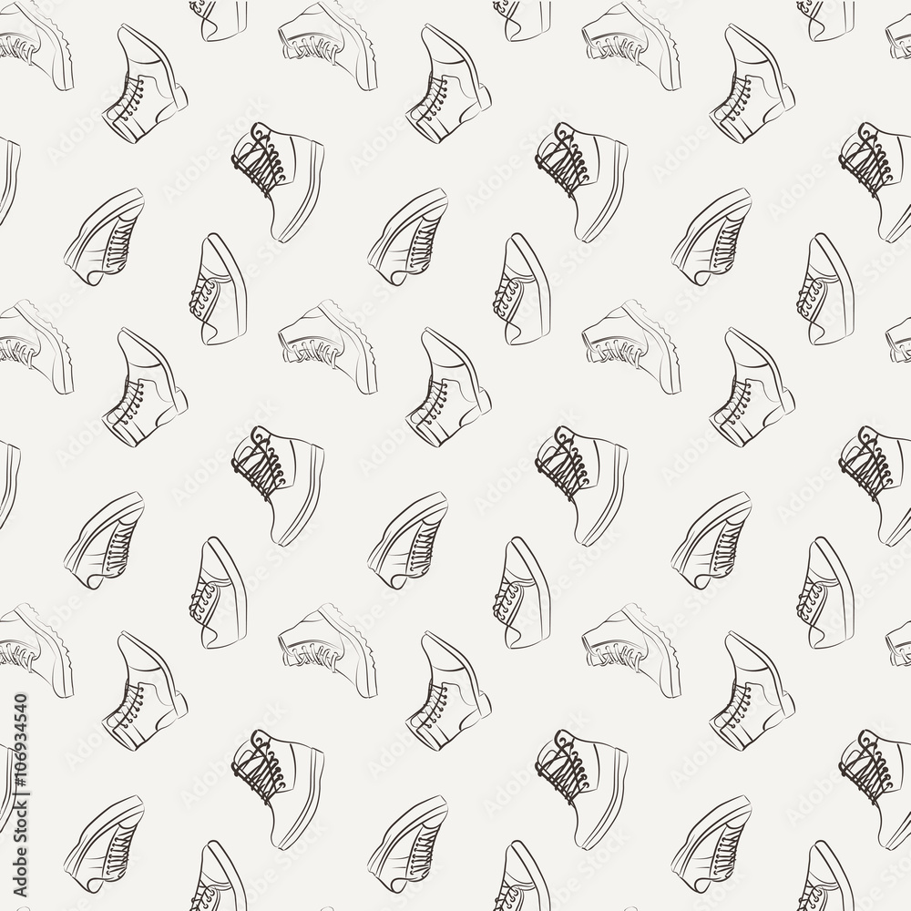 Vector seamless pattern of variety men shoes.