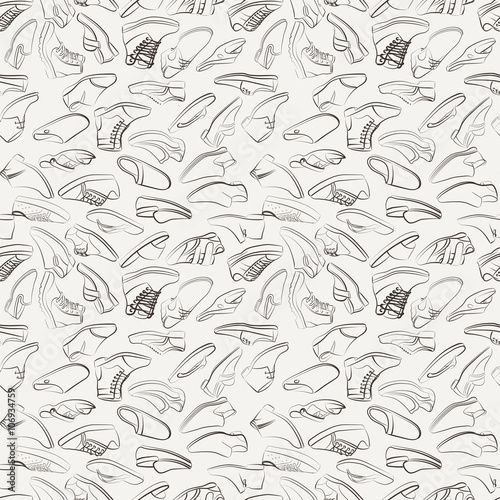 Vector seamless pattern of variety men shoes.
