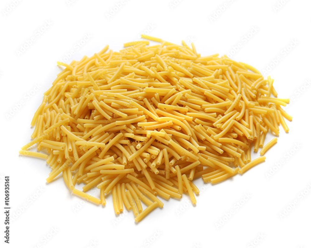 Pile of Italian dry pasta, isolated on white Pile of Italian dry pasta, isolated on white