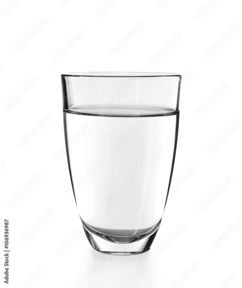 Glass of water on the white background, close up Glass of water on the white background, close up