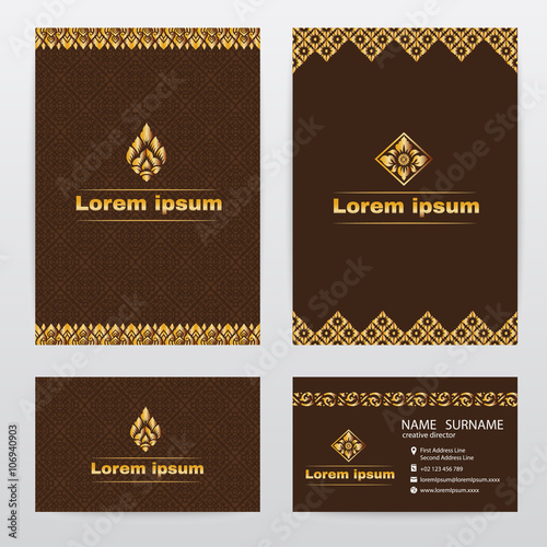 Bild auf Leinwand Lai Thai pattern brown abstract background