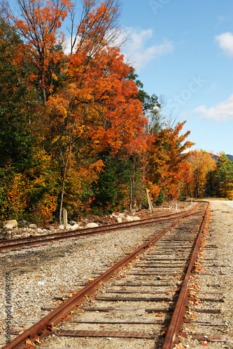 old railway and autumn scenery