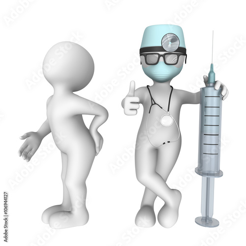 3d doctor and patient after injection...