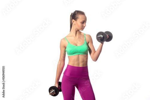 young athlete with a dumbbell. isolate
