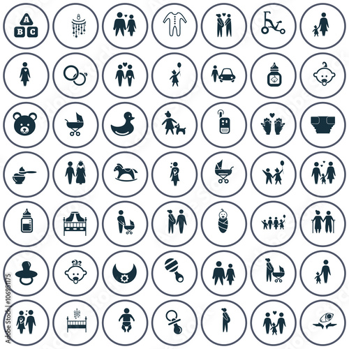 Set of forty nine family icon