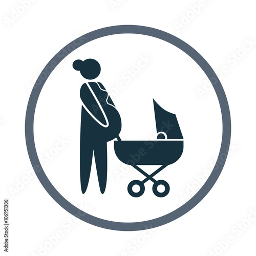 Woman pregnant with her second child icon