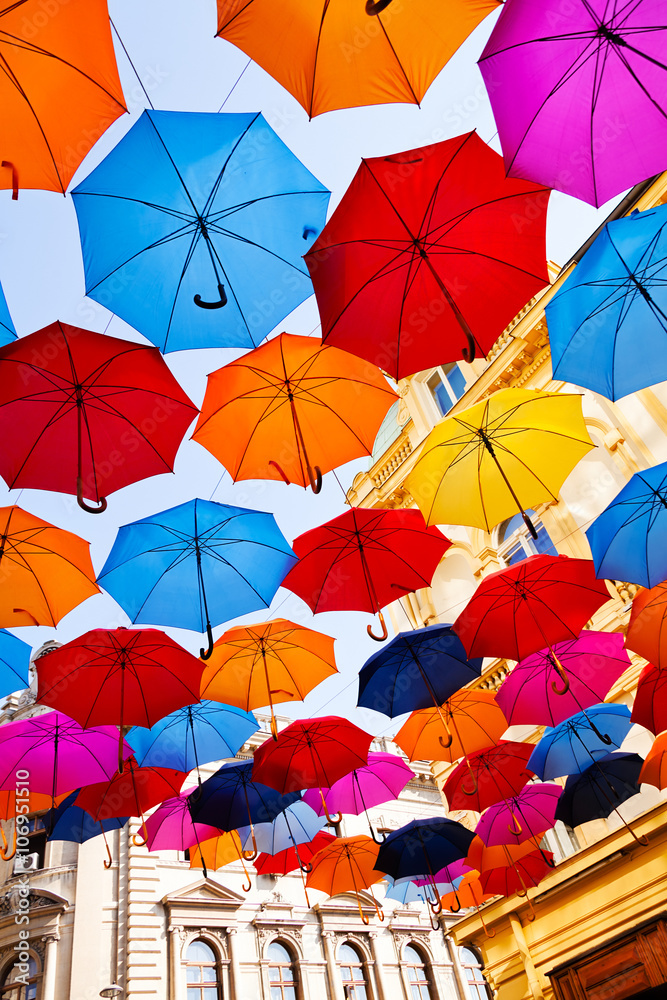 Colorful umbrellas on the street