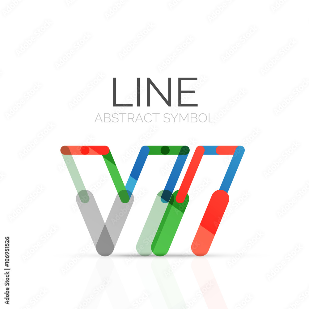 Linear abstract logo, connected multicolored segments of lines geometrical figure Linear abstract logo, connected multicolored segments of lines geometrical figure