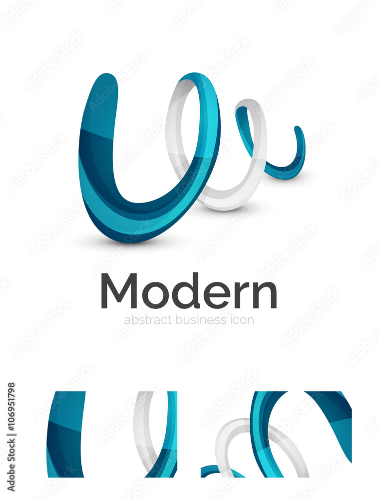 Fototapeta premium Abstract 3d swirl ribbon logo template with business card corporate identity design
