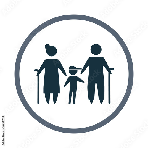 Grandfather and grandmother with her grandson icon