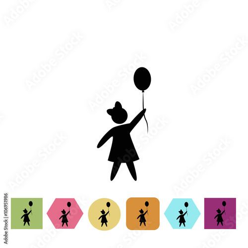 Girl with balloon icon