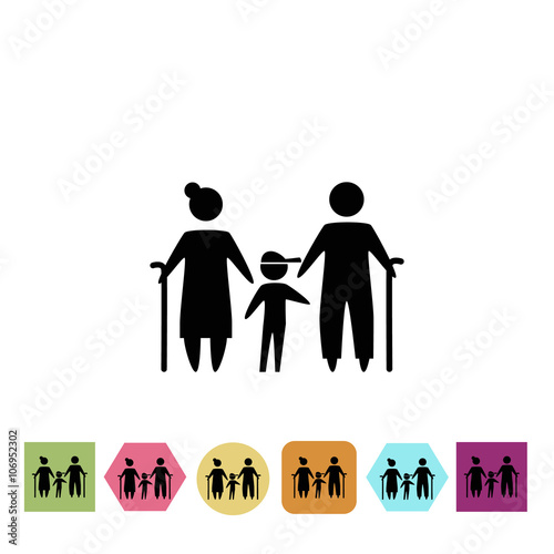 Grandfather and grandmother with her grandson icon