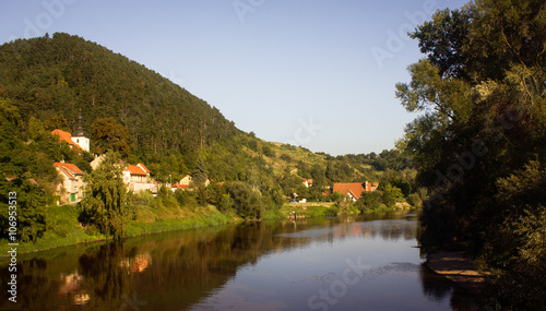 Beautiful landscape on Berounk's river in the town of Karlstein the Czech republic