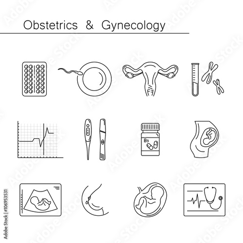 Medicine and pregnancy vector line icon