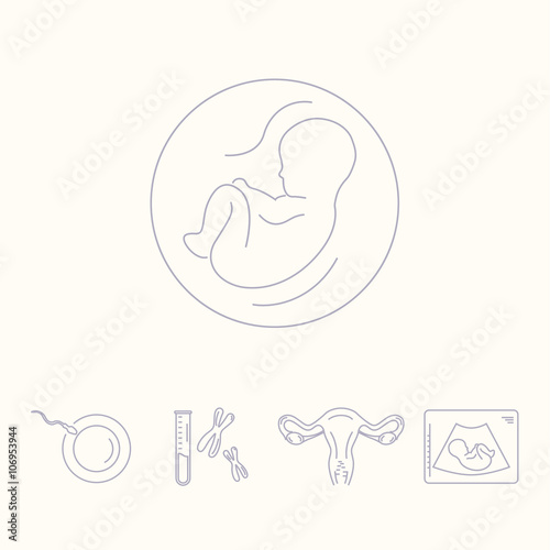 Medicine and pregnancy vector line icon