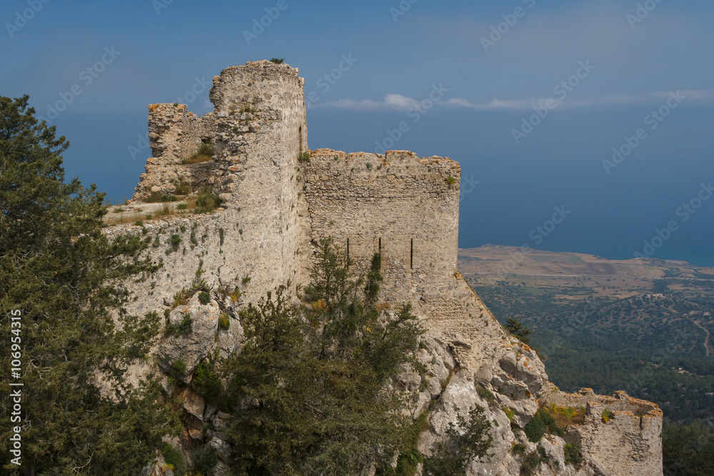 Ruins of the medieval castle of Kantara, North Cyprus