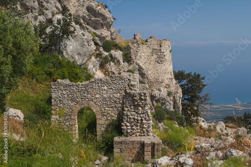 Ruins of the medieval castle of Kantara, North Cyprus