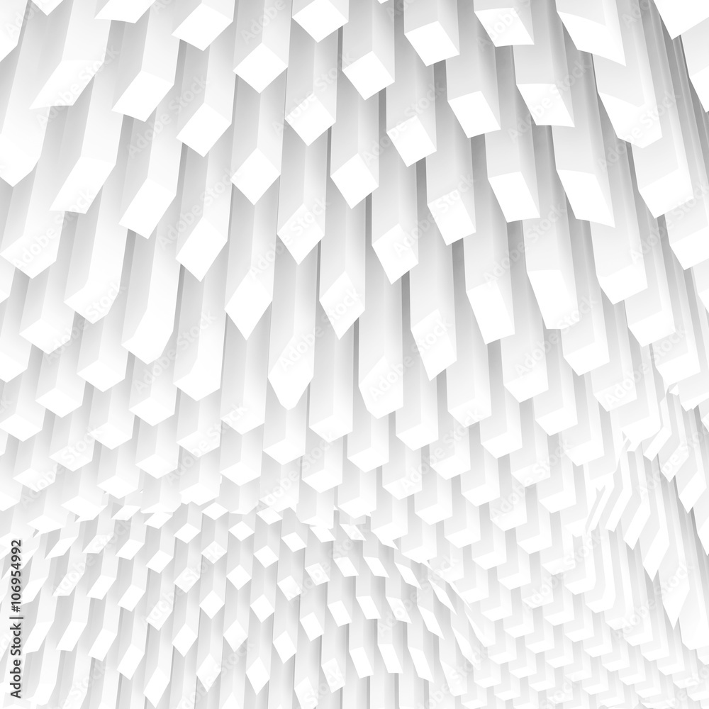 Curved surface formed by white columns array, 3d Curved surface formed by white columns array, 3d