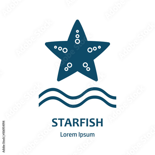 Design of logo with starfish. Starfish symbol.