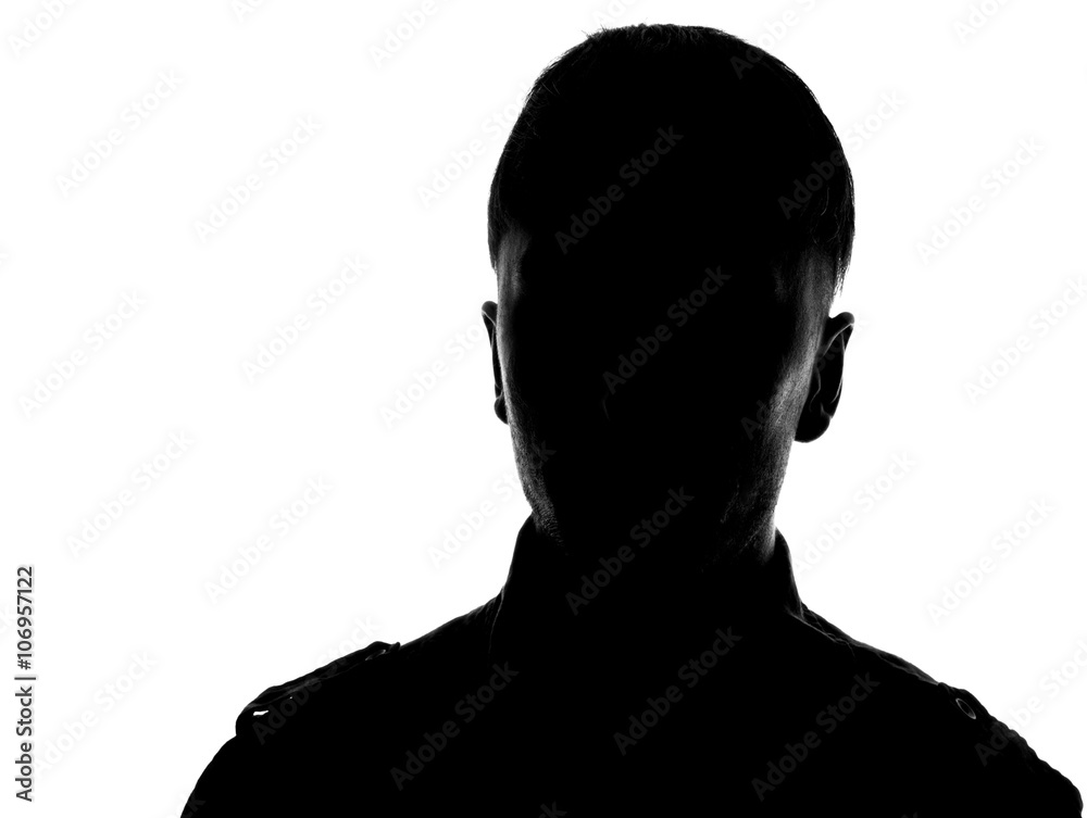 Hidden face in the shadow.male silhouette. Hidden face in the shadow.male silhouette.