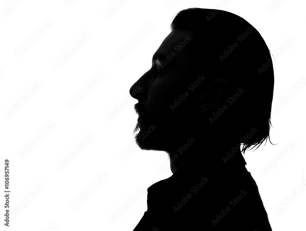 Hidden face in the shadow.male silhouette.