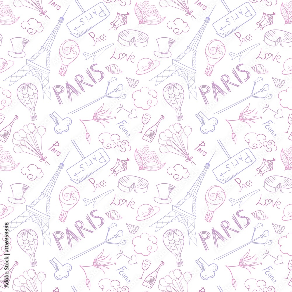 Paris Symbols Vector Pattern Paris Symbols Vector Pattern