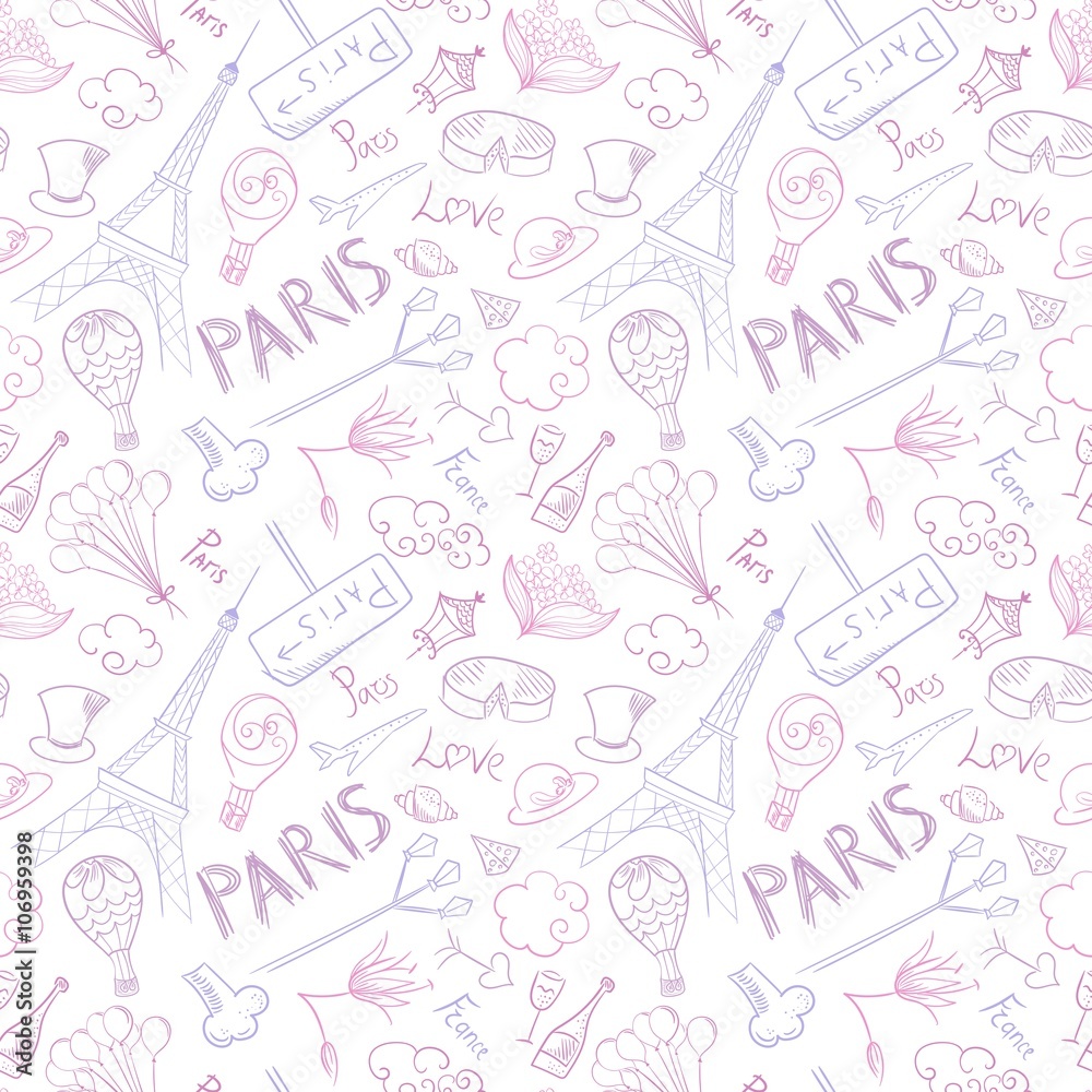 Paris Symbols Vector Pattern