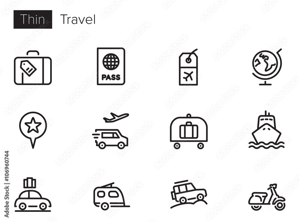 Travel vector icons set Travel vector icons set