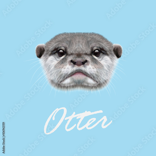Vector Illustrated Portrait of Otter.