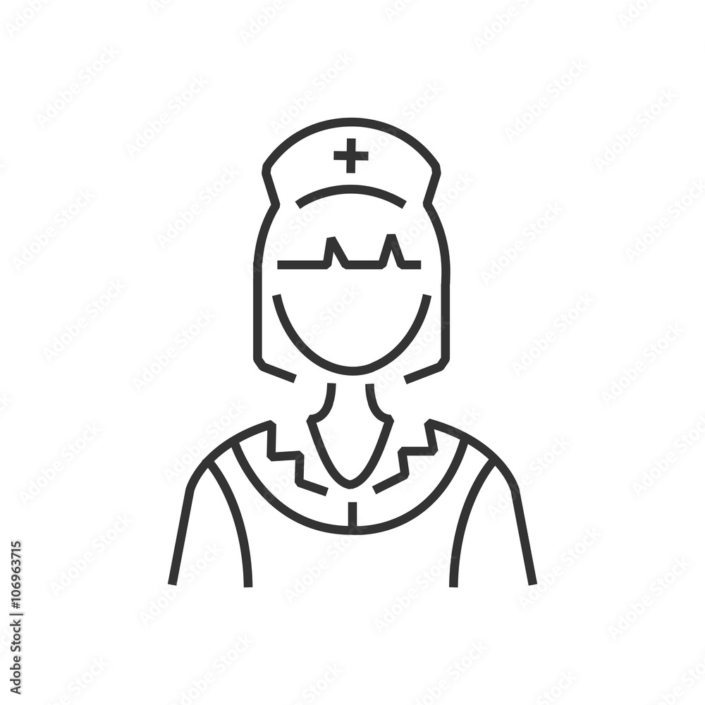 line icon nurse icon, old clothe style