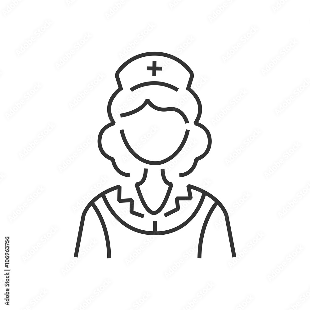 line icon design nurse icon, old clothe style