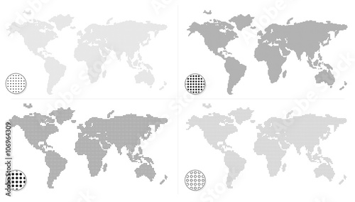 Fototapeta Naklejka Na Ścianę i Meble -  Set of dotted world maps