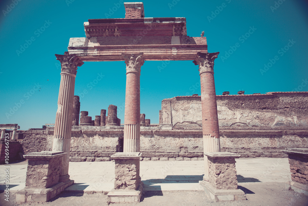 Columns of temple of Apollo in Pompeii